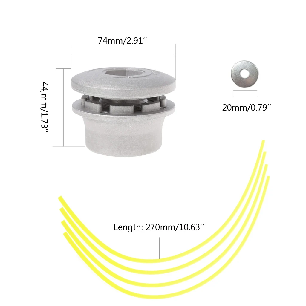 Алюминиевая Головка триммера травы с 4 нейлоновые шнуры Головка триммера для стриммера