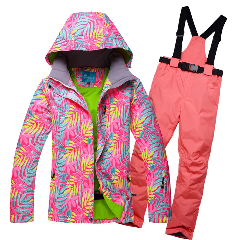 Новинка, зимний лыжный костюм, женский комплект, ветрозащитный, водонепроницаемый, теплый, для катания на лыжах, сноубординга, костюм, для улицы, хит, лыжная куртка+ штаны