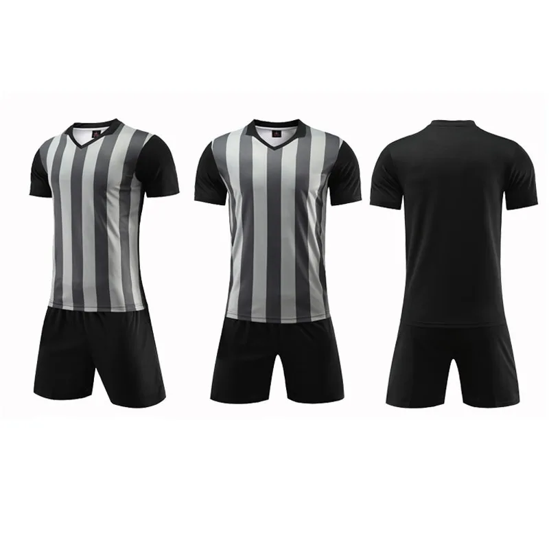 Сезон дети мужские полосы пустой бег спортивный для футбола Джерси комплекты униформы футбол спортивные костюмы дышащие - Цвет: Grey