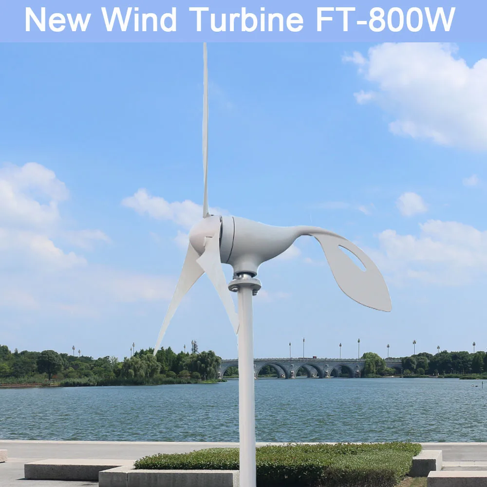 

800W 12V 24 V Volt 3 Nylon Fiber Blade Horizontal Home Wind Turbine Wind Generator Power Windmill Energy with PWM controller