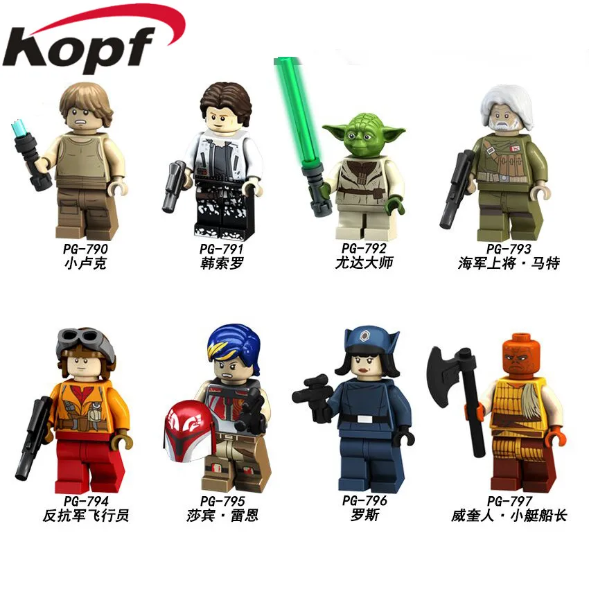 

20Pcs Building Blocks Space Wars Han Solo Luke Skywalker Rebel Pilots Yoda Sabine Wren Figures For Children Learning Toys PG8115