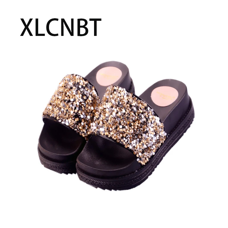 

Sparkling diamond cool slipper high heel flash masonry ooutside slipper platform sexy women high heel party slides summer ladies
