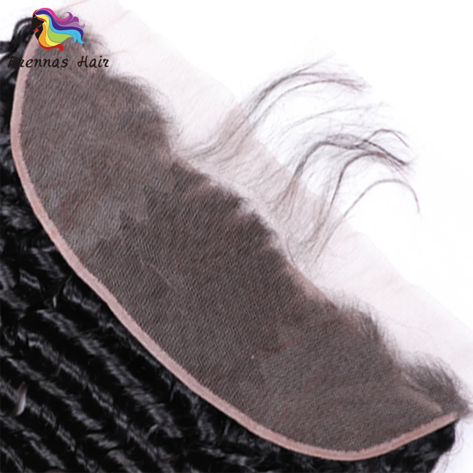 100% Brazilian Deep Wave 13*4 Lace frontal closure Human Remy Hair lace frontal Natural Color swiss lace 1pc/pack 8-20inch