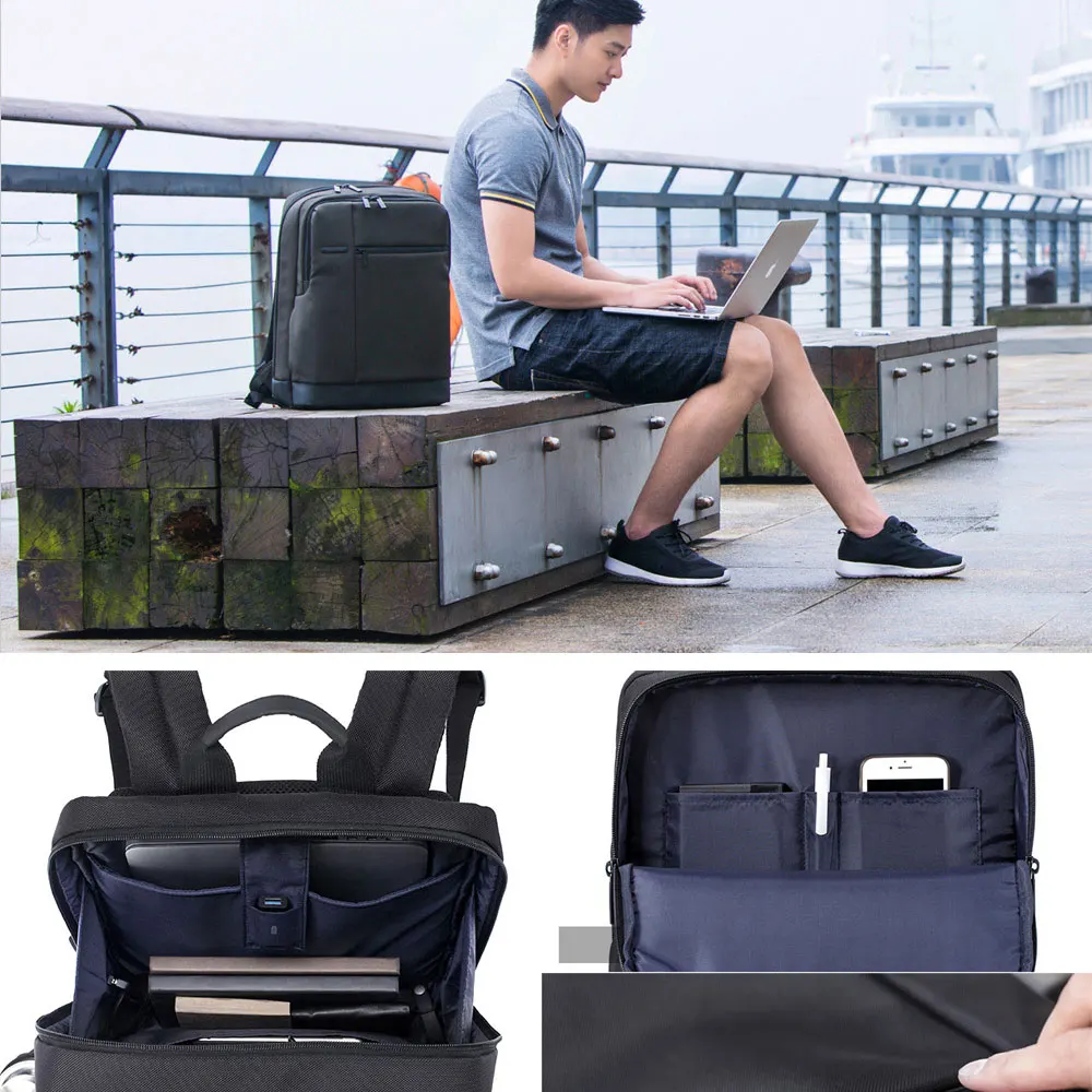 Original Xiaomi Backpack Classic Business Backpacks 17L Capacity Students  Laptop  Men Women Bag  For 15-inch Laptop OK (3)