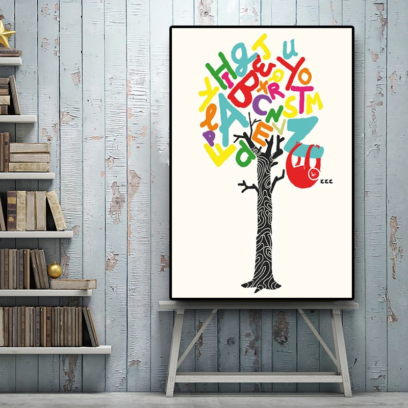 

Alphabet Letters Posters and Prints Canvas Painting Scandinavian Minimalist Wall Art Nordic Style for Kids Room Nursery Decor