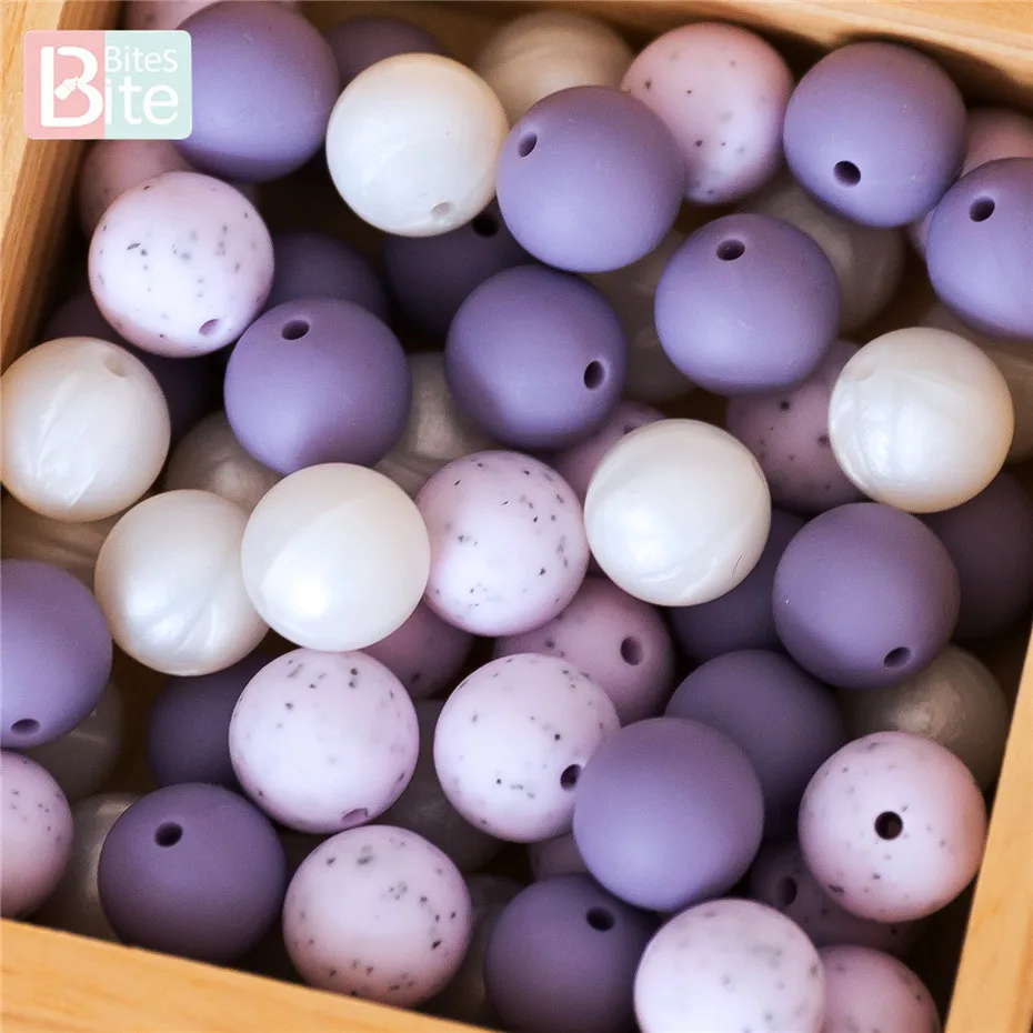 

Bite Bites 50pc 15mm Baby Silicone Beads Teether Food Grade Sesame Beads Perle Silicone For Pacifier Chain Children Goods Toys