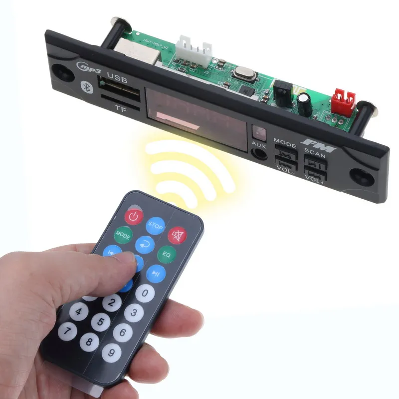 

Kebidu5V-12V Car Audio MPS Player Decoder USB TF FM Radio Module Wireless Bluetooth MP3 WMA Board MP3 Player with Remote Contr