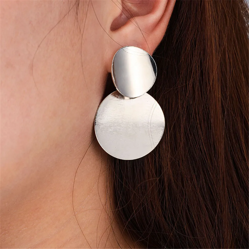 

Drop Earrings Trendy Gold Silver Round Dangle Earrings Circle Sequin Statement Earrings for Women Fashion Jewelry Europe America