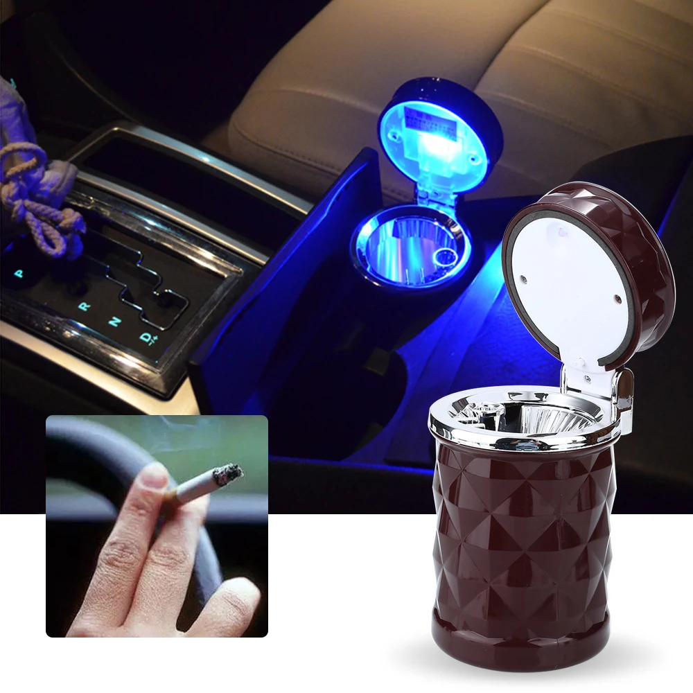 

Diamond Pattern Car Auto Portable Ashtray Can Holder Ash Tray Accesorio Para Automovil Portable Ashtray Portable Luminous