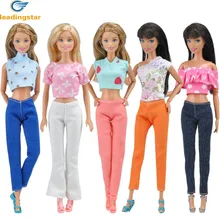 LeadingStar Doll Clothes 5 Sets of T shirt and Pants Fashion Daily Wear for Barbie Dolls