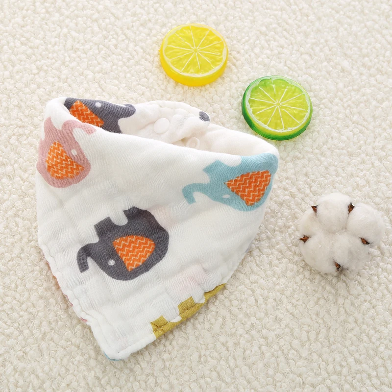 

Baby Bibs Triangle 8 layers Muslin Bibs & Burp Cloth Newborn Cartoon Animal Cute Print Baby Bandana Bibs Baby Saliva Towel
