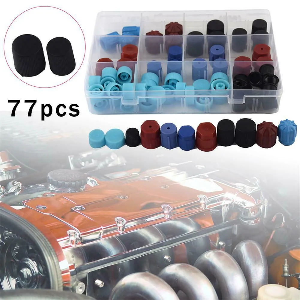 

77pcs Universal A/C R134a R12 High Low Side Valve Core / Service Port Dust Cap Set Replacement