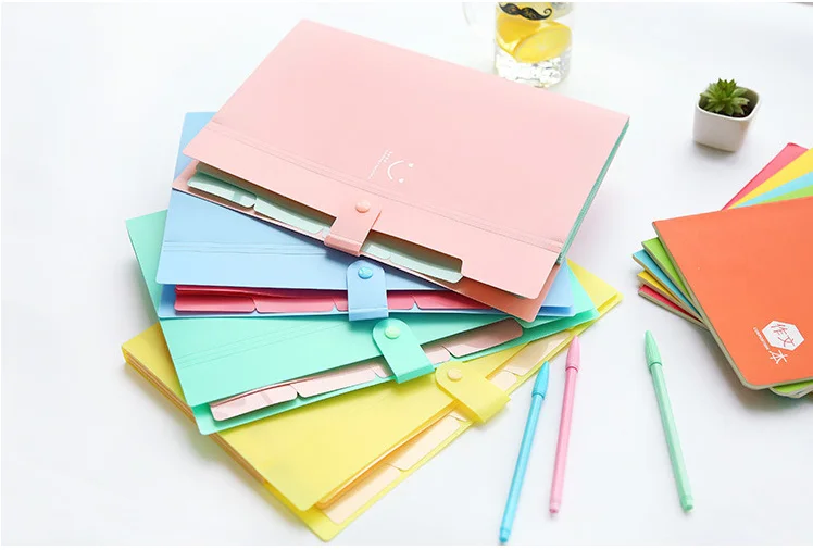 Новые 4 цвета Kawaii Smile водонепроницаемые офисные пластиковые папки Мульти карманный органайзер А4 Расширение файлов папка для документов