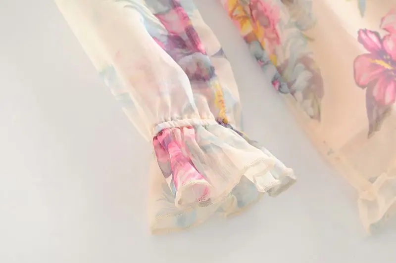 Винтаж Chic оборками цветочный принт галстук бабочка пояса Комбинезоны для женщин для мода 2019 г. эластичный пояс пляжные комбин