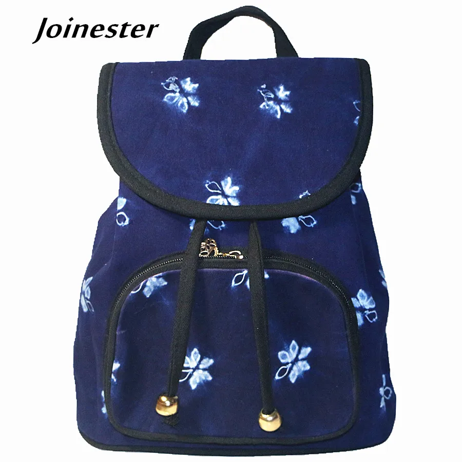 

Yunnan National Style Women Floral Print Cotton Fabric Casual Backpack Girl's Versatile School Satchel Bag String Hasp Closure