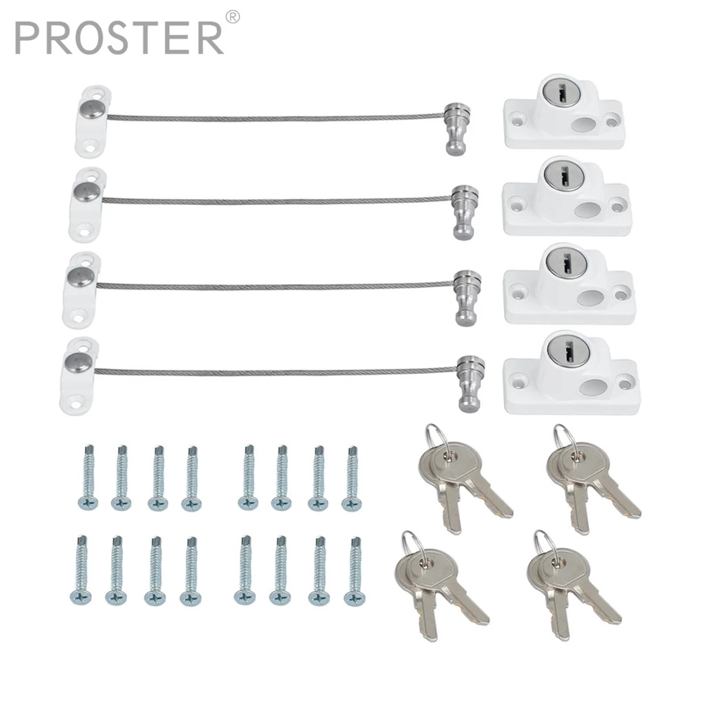 

Proster 4Pcs/lot Window Lock Children Protection Window Restrictor Child Safety Window Stopper Anti-theft Locks Limiter