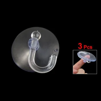 

PROMOTION! 3 Pcs Bathroom Kitchen Clear Plastic Suction Cup Wall Hooks Hangers