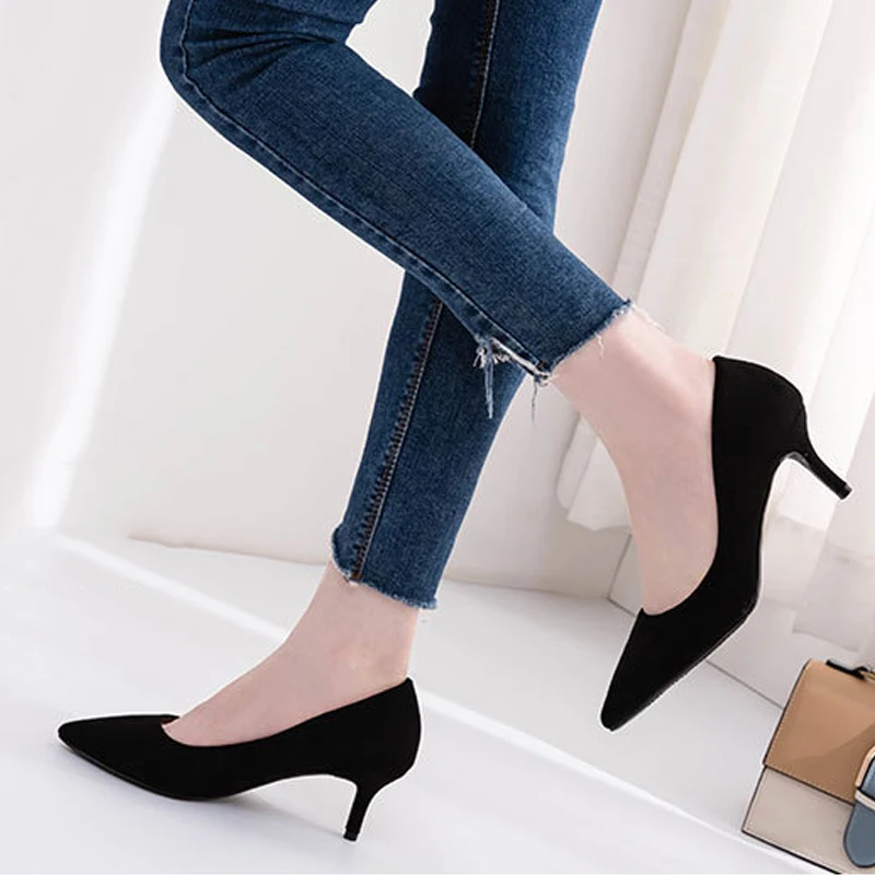 

Shoes Woman pumps 5cm/7cm/9cm High Heels pointed toe Shoes Female Thin High Heels Patent Leather/Flock lady Office Career shoes