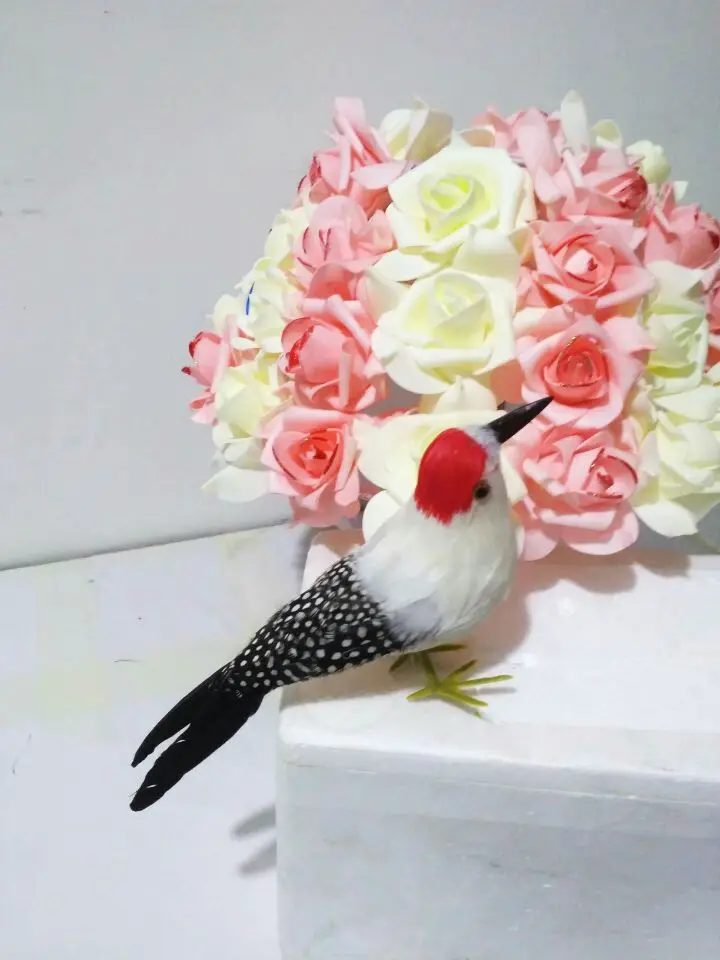Cerca de 22 cm Penas Pica Pássaro Pássaro Simulação Rígido Modelo Prop Casa Jardim Decoração Presente S1336 3 pássaro simulação rígido modelo prop, casa jardim decoração presente s1336
