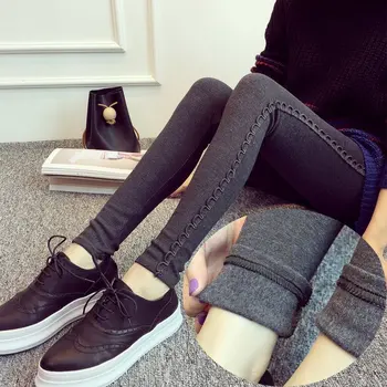 

4xl plus big size panty women spring autumn winter 2016 feminina new winter gray black leggings plus velvet pants female A1636