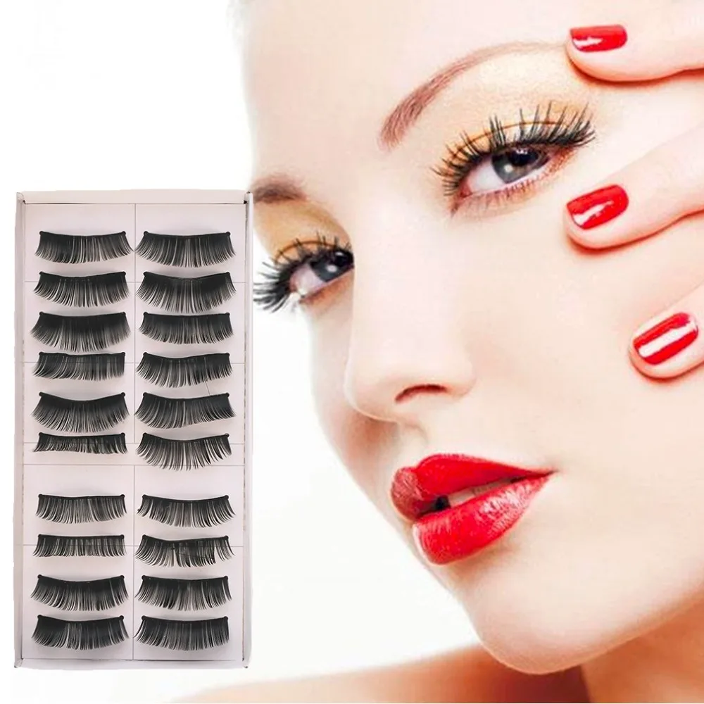 

10pairs/set Eyelashes Fake Eye Lashes Extension Tool Makeup Tools Eye Lashes Handmade Fake Lashes Cosmetic Kit for Women Men