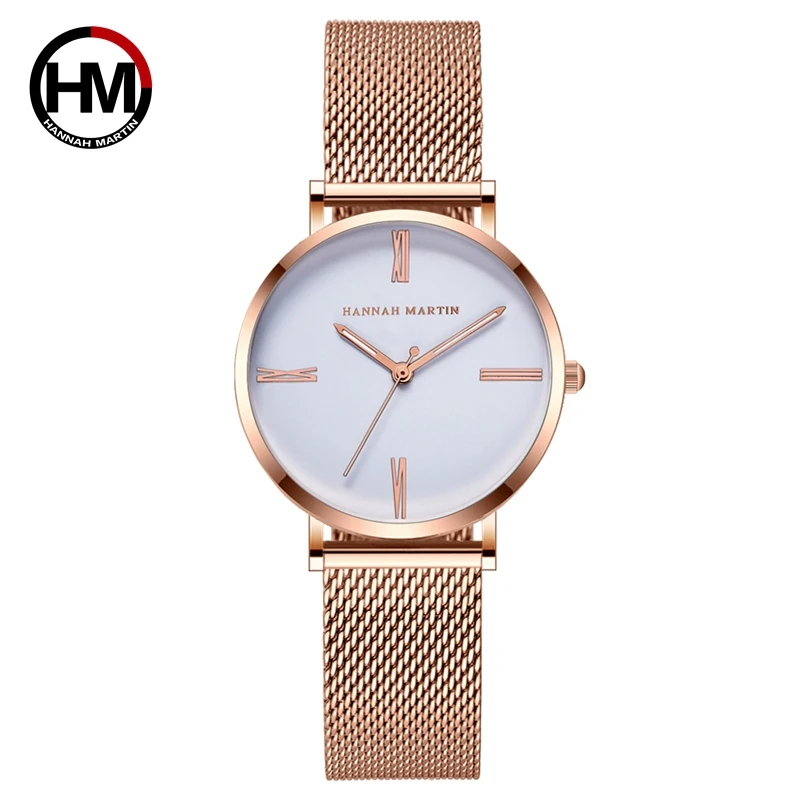 

High Quality A++++ Stainless Steel Mesh Band Japan Quartz Movement Waterproof Women Rose Gold Ladies Watch 36mm Dropshipping