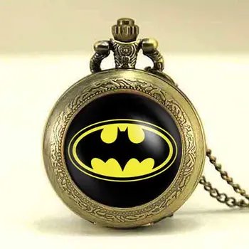 

US Movie Batman chain Bronze necklace Women Drama Gotham superhero mens fashion Jewelry charms 12pcs/lot pocket watches pendant
