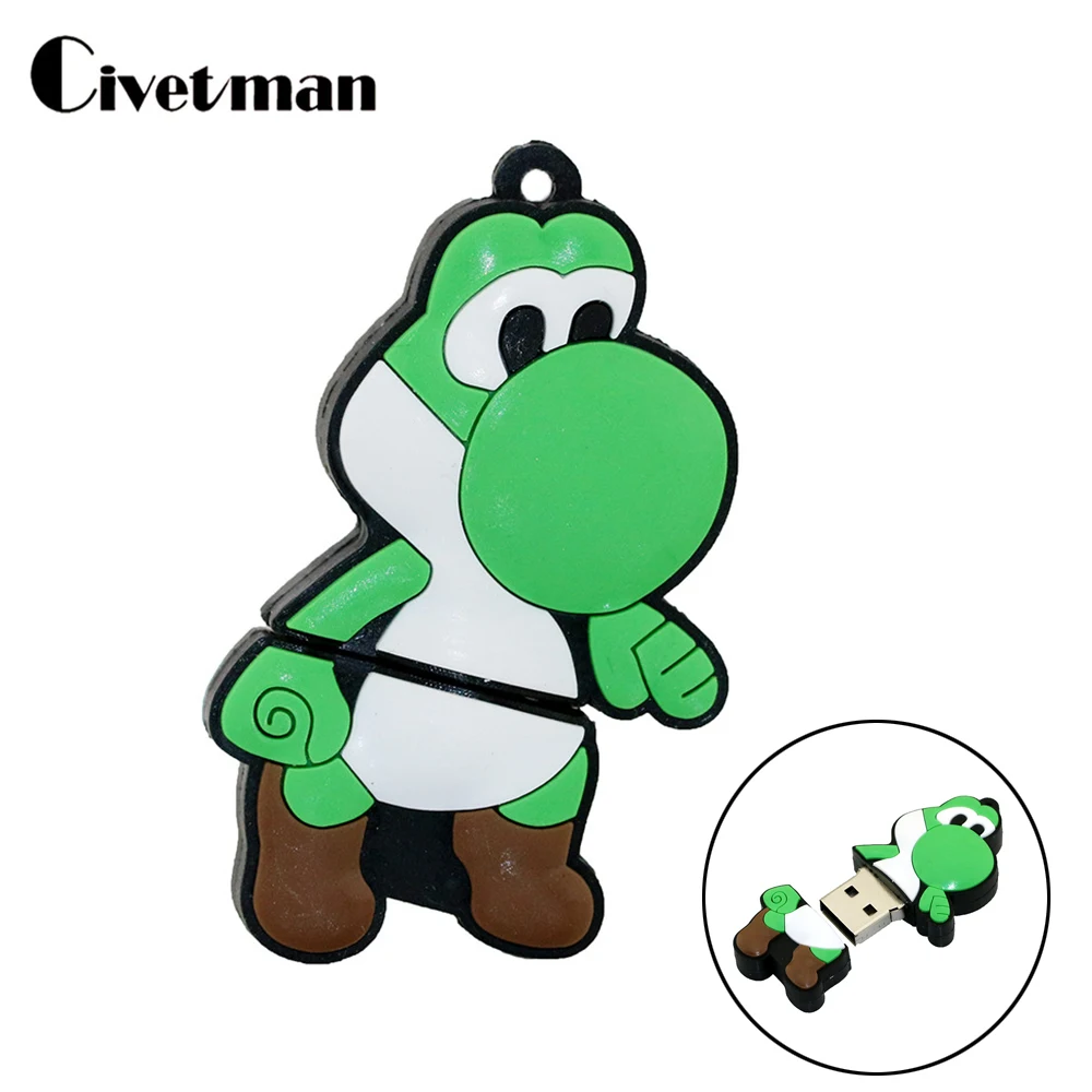 

New Pen Drive 32gb Cartoon Mario Yoshi Dragon Model USB Flash Drives 16GB USB 2.0 Memory Stick 64GB Pendrives 8GB