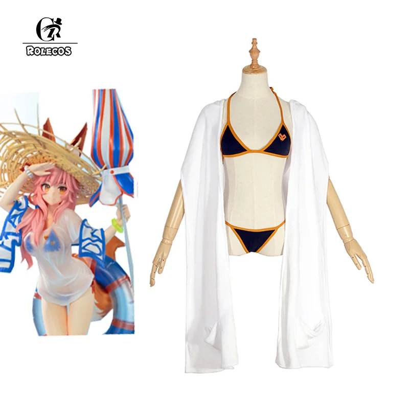 Fate Grand Order Tamamo No Mae Bikini Cosplay Costume Swimsuit Swimwear Full Set