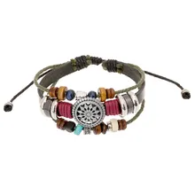 Braided Leather Bracelet for Men and Women Jewelry Light Green