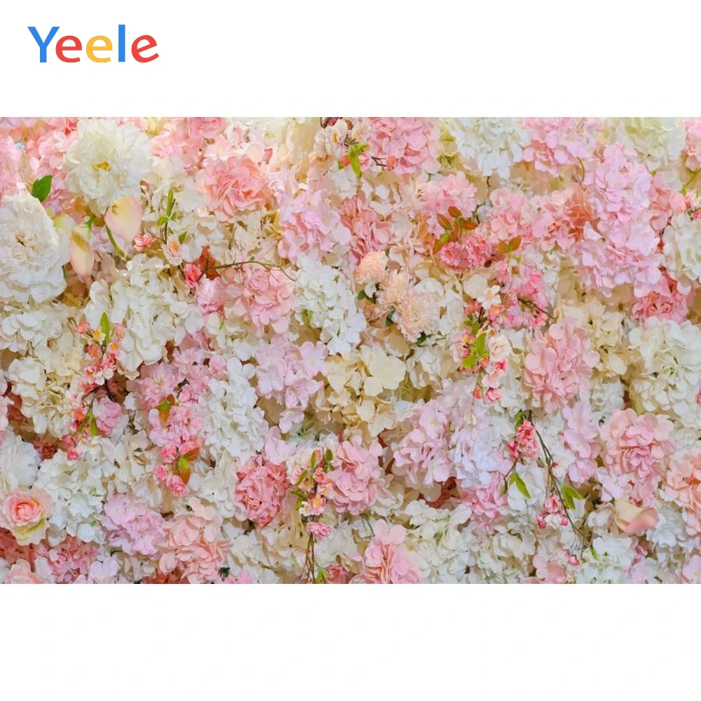 Yeele Vinyl Pink White Flower Children Baby Birthday Party Photography Background Wedding Photographic Backdrop For Photo Studio |