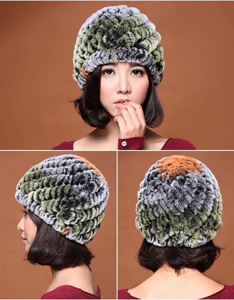 Low Low Low !!! Hot Sales Cheap Real Rex Rabbit Fur Hats High Quality Knitted Rex Rabbit Fur Beanies Women Skullies DL6182 (64)
