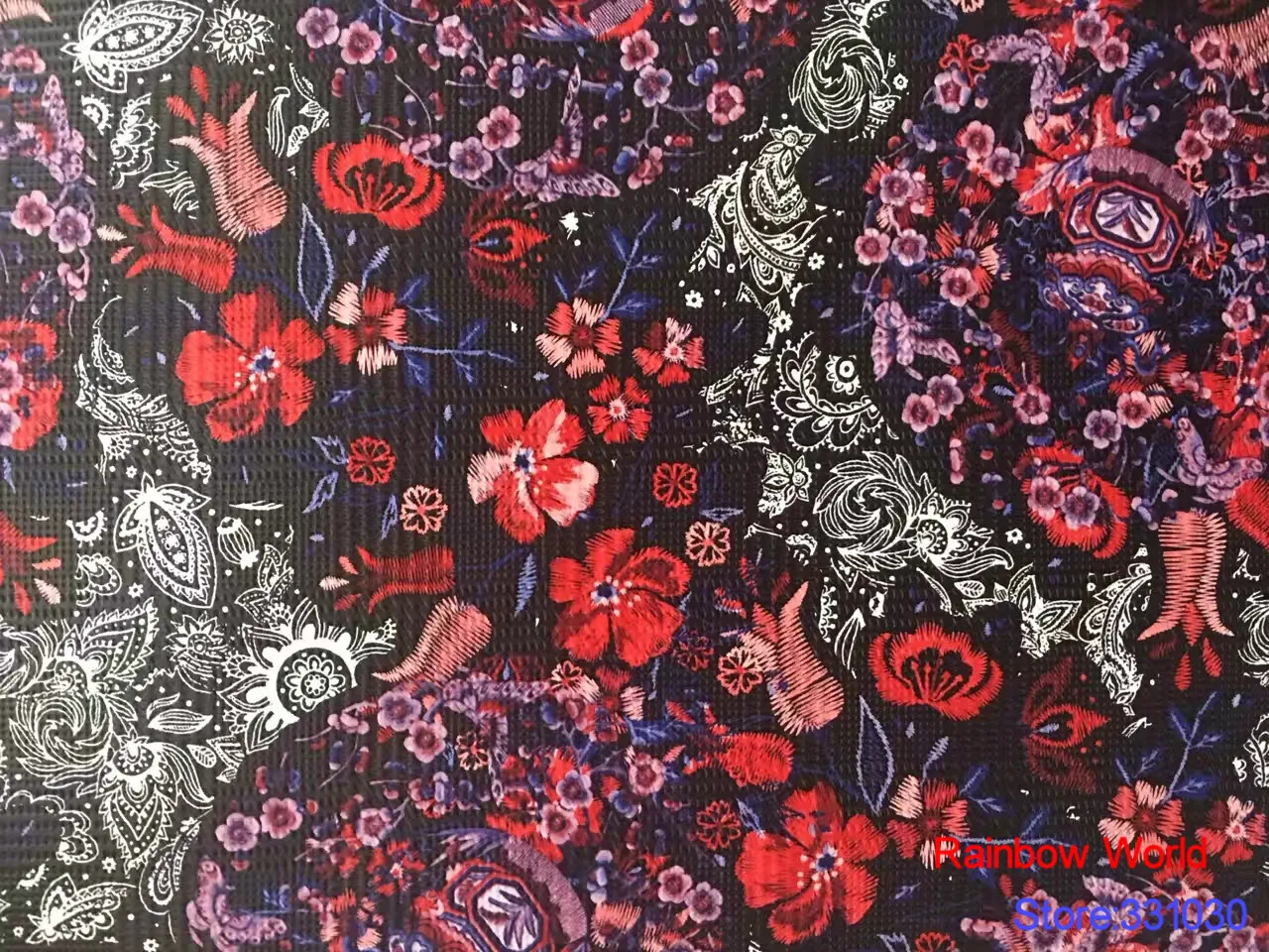 

High Quality flower pattern Faux PU Leather fabric for DIY sewing sofa table shoes bags bed material(1 yard)