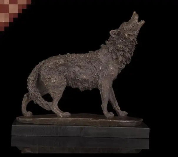 Us 9200 Trasporto Libero Cinese Pure Bronze Copper Marble Lupo Cane Della Prateria Decorazione Di Arte Scultura In Trasporto Libero Cinese Pure
