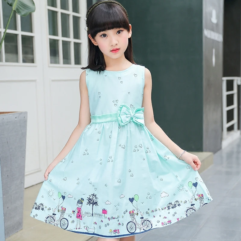 Новая детская одежда платье для девочек платье принцессы хлопковое летнее платье с цветочным принтом