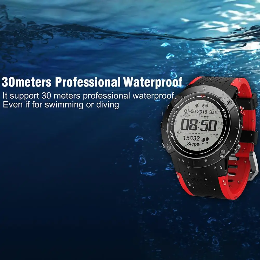 GPS Sports Watch Smart Stopwatch Alarm Clock Sedentary Pedometer Heart Rate Monitor Waterproof Wristwatch drop shipping r20