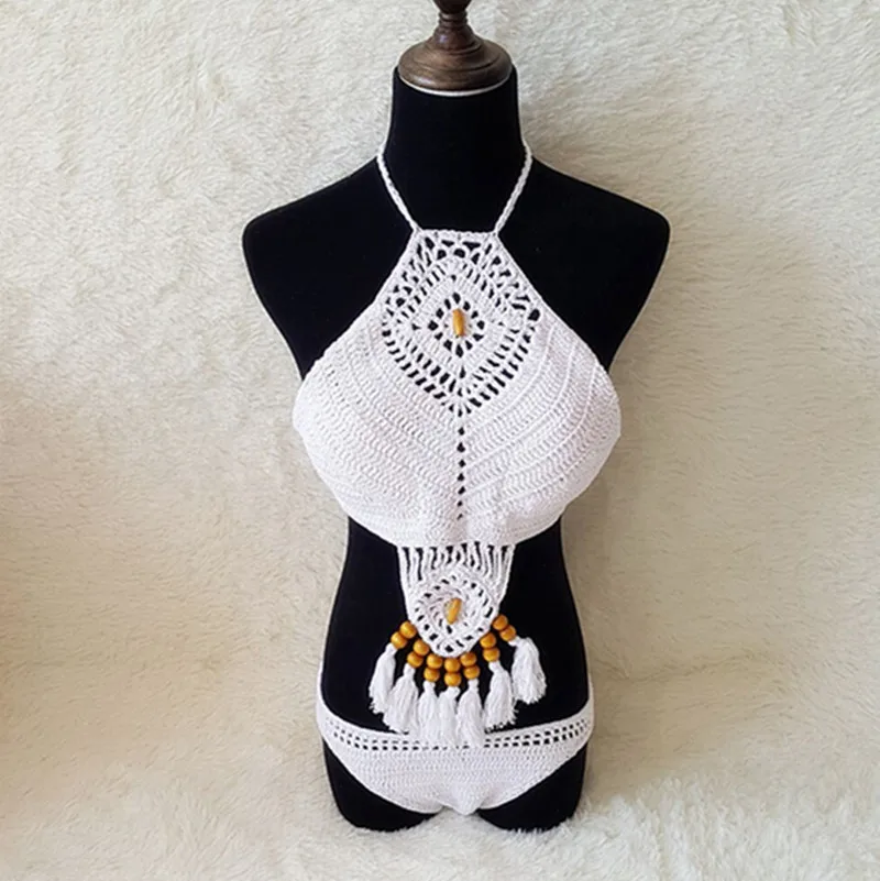 The new Europe and the United States 2017 swimsuit suit the beach sun bath hand crochet tassel bikini fission of foreign trade7