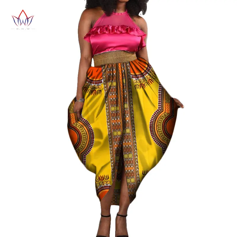 Летняя модная юбка узор длинные женские юбки с принтом Империя бутон женские африканские Mid-удлиненная юбка воск Повседневный WY508
