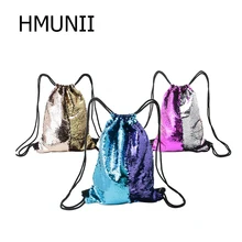 Популярный модный рюкзак «двухцветная блестка+ водонепроницаемая ткань Оксфорд» дорожная мягкая женская сумка на шнурках «Харадзюку» дорожная сумка