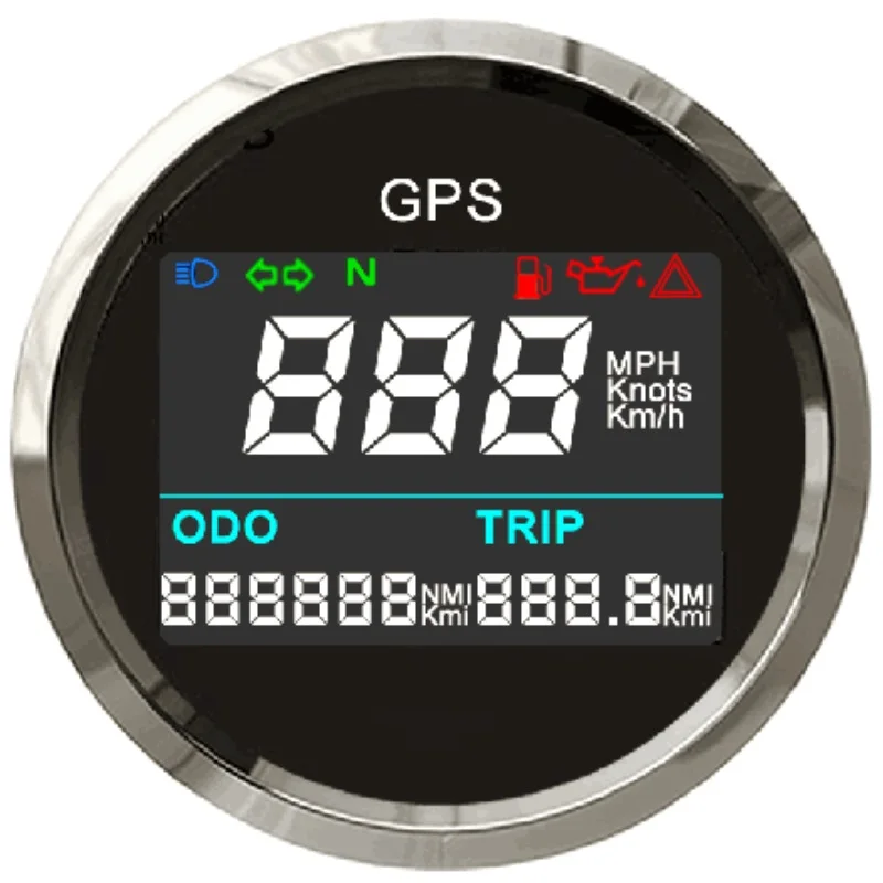 2" Digital GPS Speedometer LCD Speed Gauge Odometer Adjustable Mileage