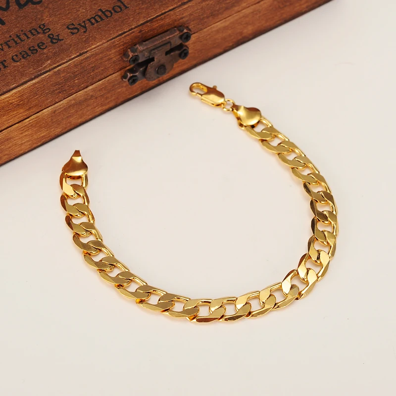 

Bangrui Brand Bracelet Men Jewelry Wholesale Trendy Gold Color 21CM 9MM Thick Cuban Link Chain Bracelets