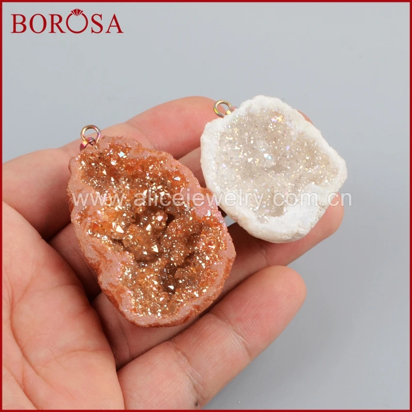 BOROSA распродажа 10 шт Разноцветные титановые кристаллы Друза кулон бусины