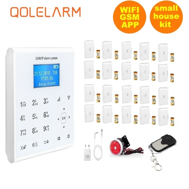 

Qolelarm WIFI GSM SMS Home Security Alarm System APP Control vibration window break alarm 433 mhz