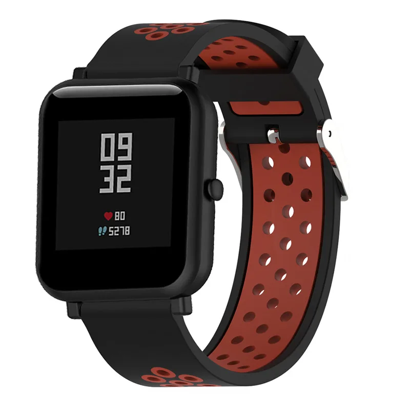 

For Amazfit Bip Double Color Silicone Watchband 20mm Replacement Silicone for Samsung S2 Smart Watch Quick Release Spring Bar