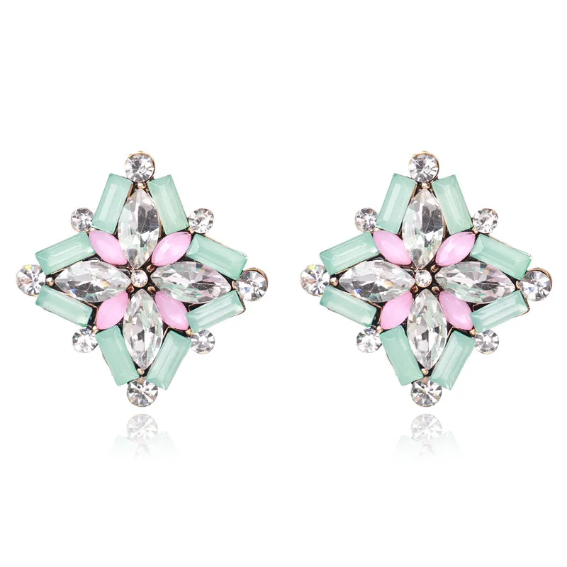 Ztech роскошные женские серьги-гвоздики с разноцветными кристаллами и акриловыми цветами, ювелирное изделие, модные брендовые аксессуары - Окраска металла: Light Green
