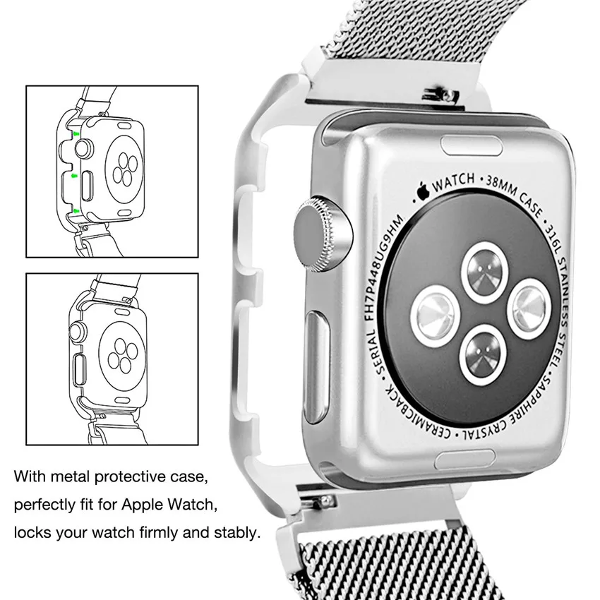 10 шт. 38/42 мм ремешок для наручных часов Apple Watch Нержавеющая сталь сетки Магнитный