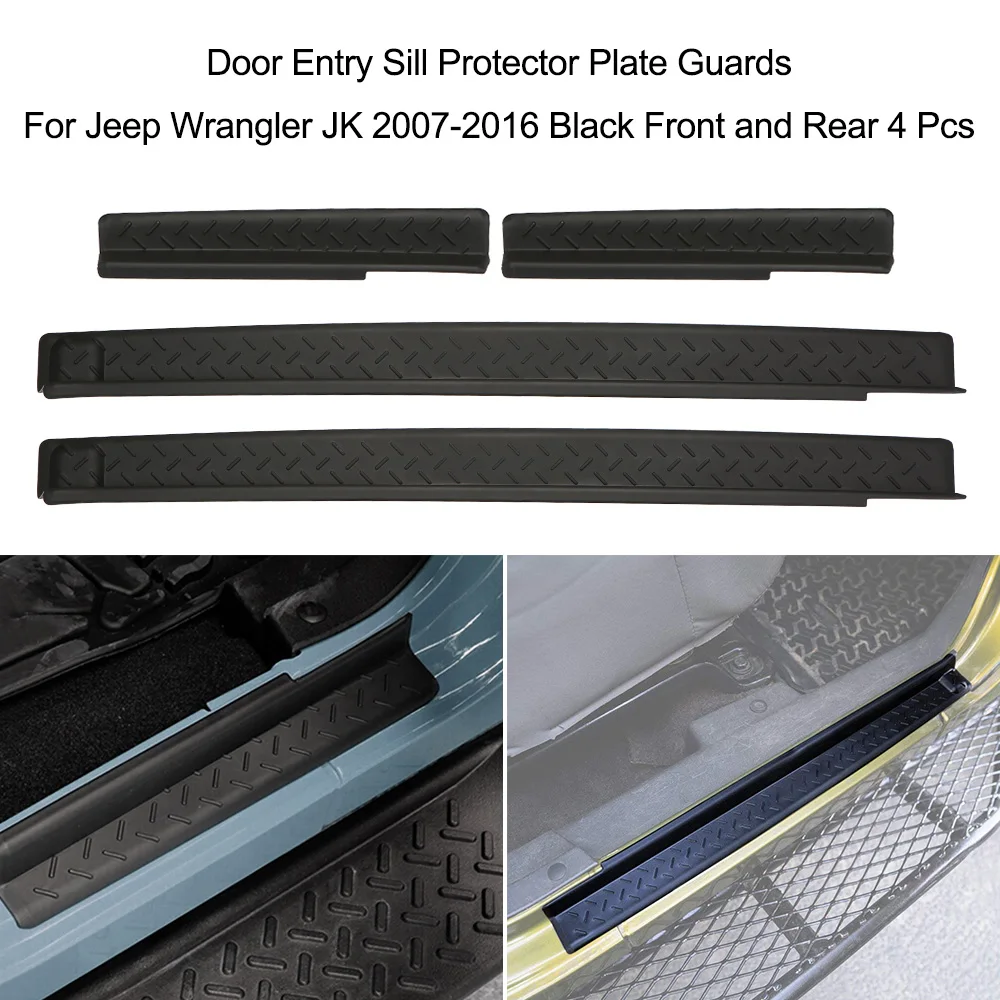 4 Pcs Door Entry Sill Protector Plate Guards For Jeep Wrangler JK 2007