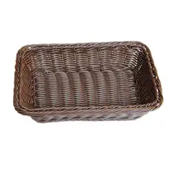 Темно-коричневый Простые Модные ручной плетеная корзина для хранения из ротанга Продовольственная корзина с фруктами имитация ротанговая