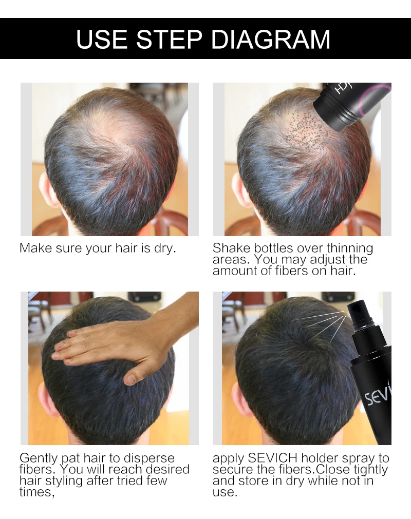 Sevich волокон для наращивания волос кератин толще от выпадения волос Продукты 25 г Заправка утолщение волокна волос порошки роста волокна порошок