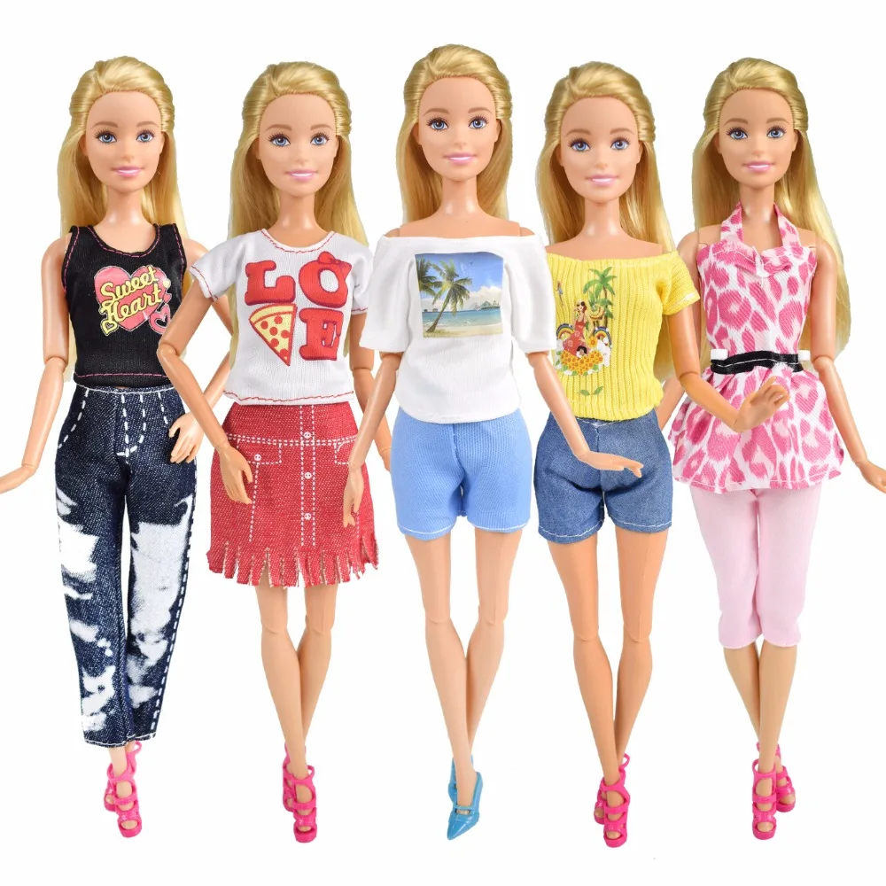 5 шт./компл. кукольная одежда Брюки футболка одежда ручной работы модные куклы костюм аксессуары для детей возрастом от 12 дюймов куклы для девочек, подарки для детей, игрушки